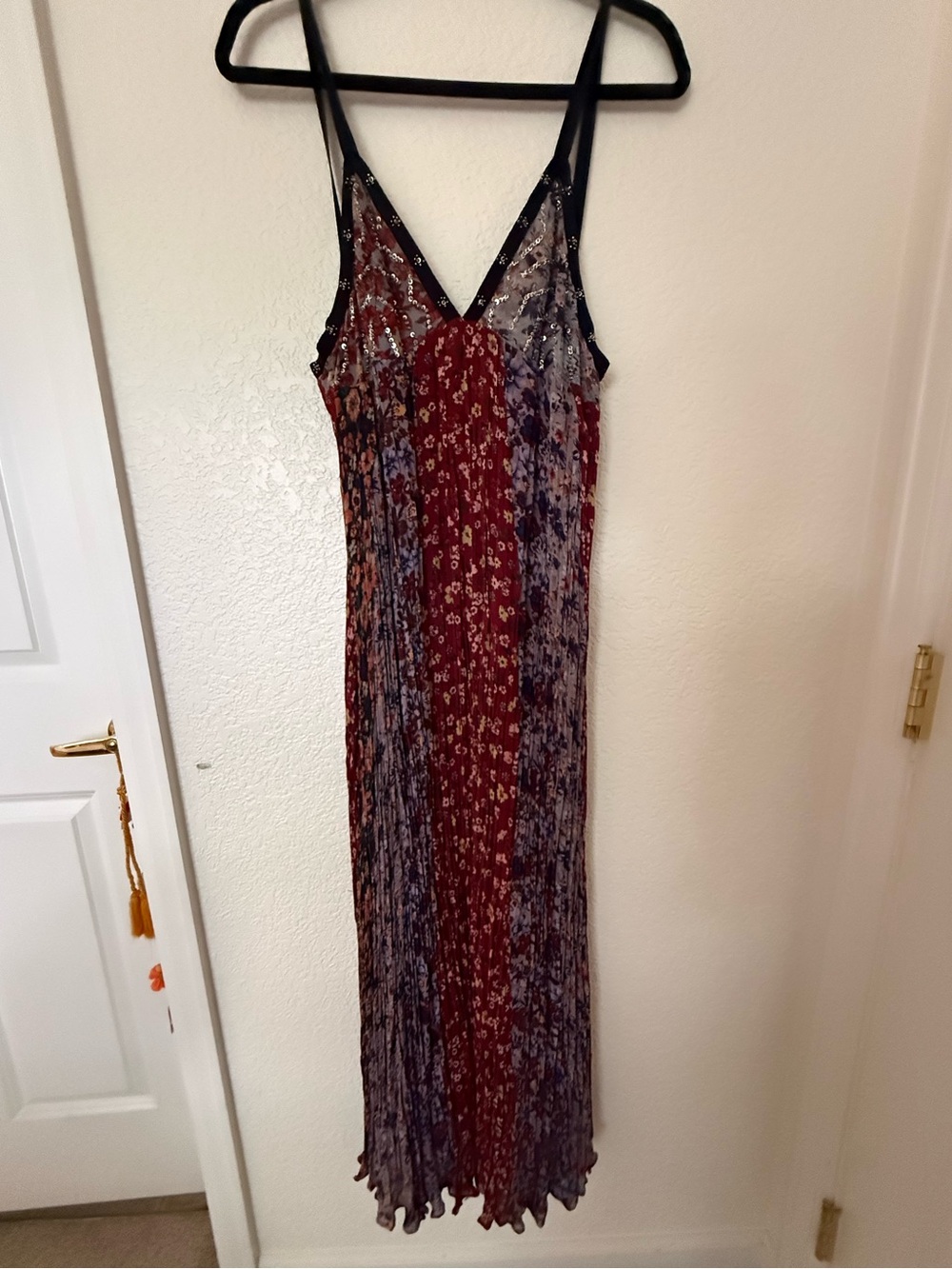 ZARA floral print sequin sleeveless boho maxi dress Large